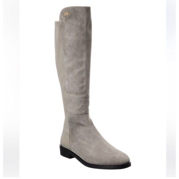 Stuart Weitzman Keelan Suede Tall Knee Boots In Light Gray Sz 5 New W/O Tag